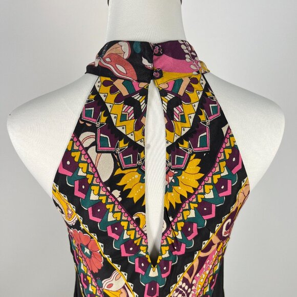 $465 NWOT JOHNNY WAS JADE Silk Blend NADIA Halter Floral Maxi Dress Size S - Picture 8 of 12